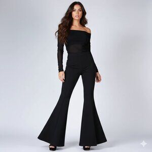 Alberto Makali Black Extreme Flare Bell Bottom Pants Size 8/42 Wide Leg Disco